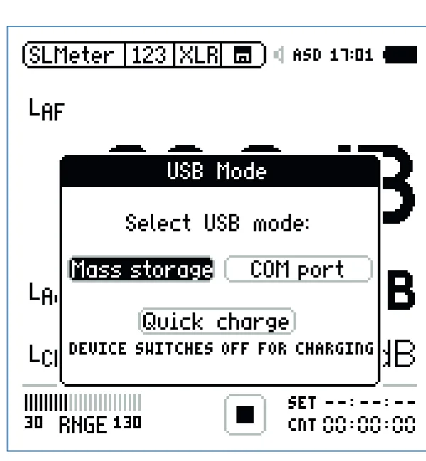 หน้าต่าง USB Mode บน XL2 เลือก Mass storage